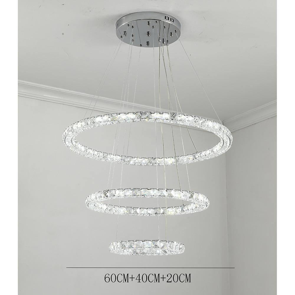 3/4 - Light LED Tiered Chandelier LED Crystal Ring Hanging Pendant Light