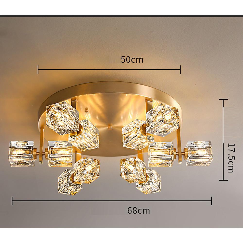 19'' LED 12 Bulbs 6-Light Unique Design Flush Mount Lights Nordic Style LED Copper Crystal Flush Mounts Semi Flush Mounts