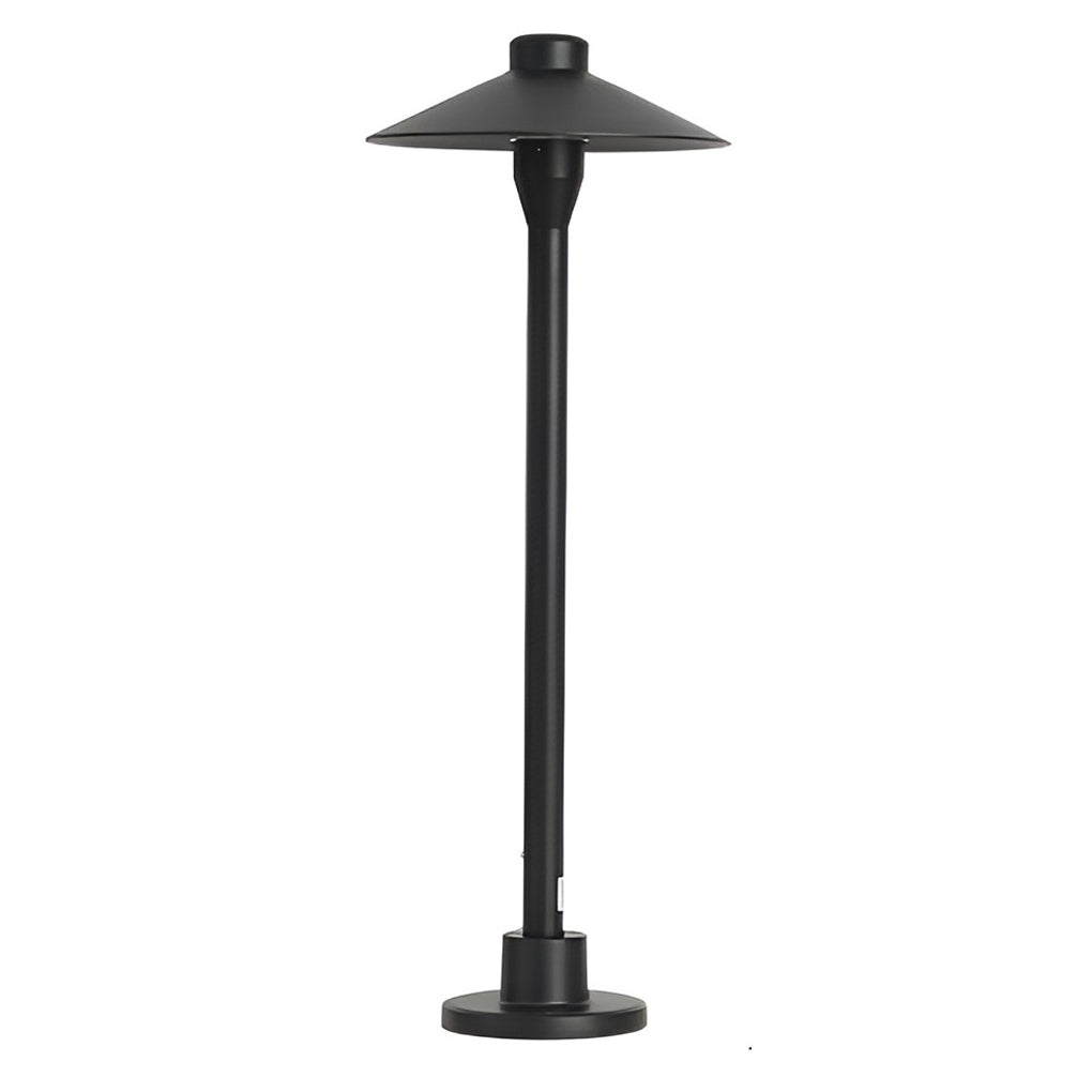 Umbrella path lamp with spike for easy ground installation.