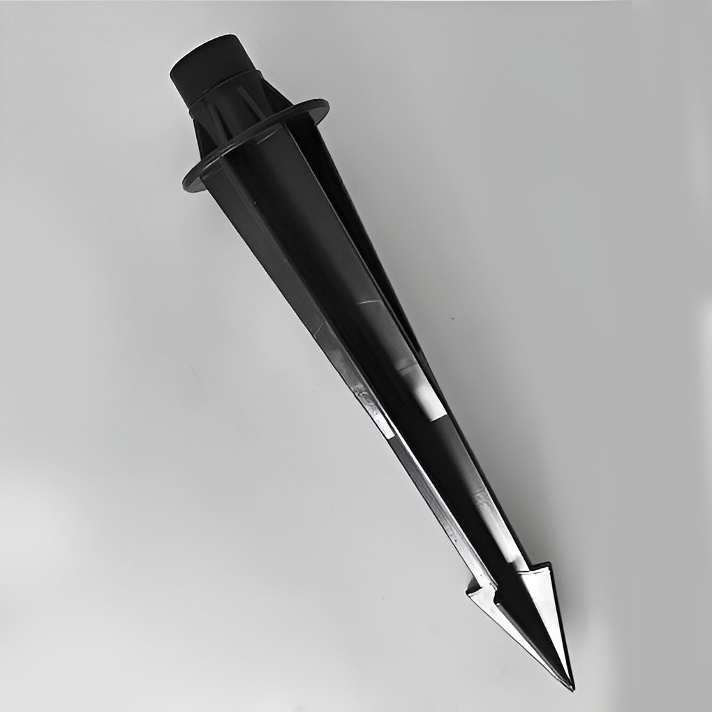 Umbrella path lamp with top view showing structure and light fixture.