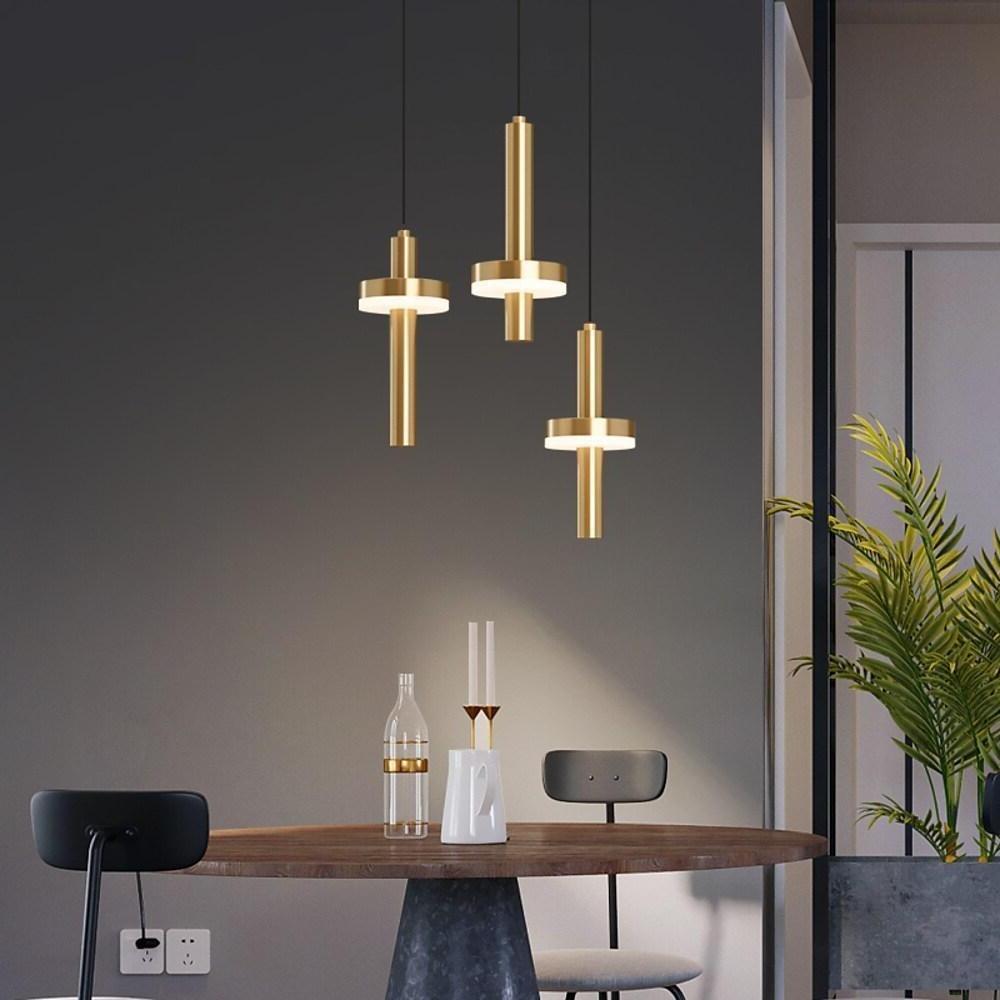 4'' LED 3-Light 1-Light Single Design Pendant Light Nordic Style LED Wood Bamboo Copper Island Lights-dazuma