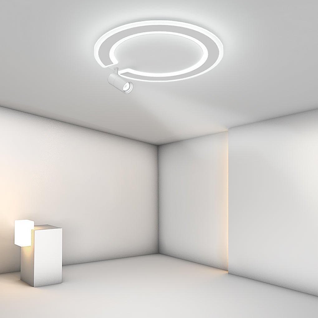 Unique Flush Mount Lighting Circle Shaped Iron Acrylic Light with Spotlight - Dazuma