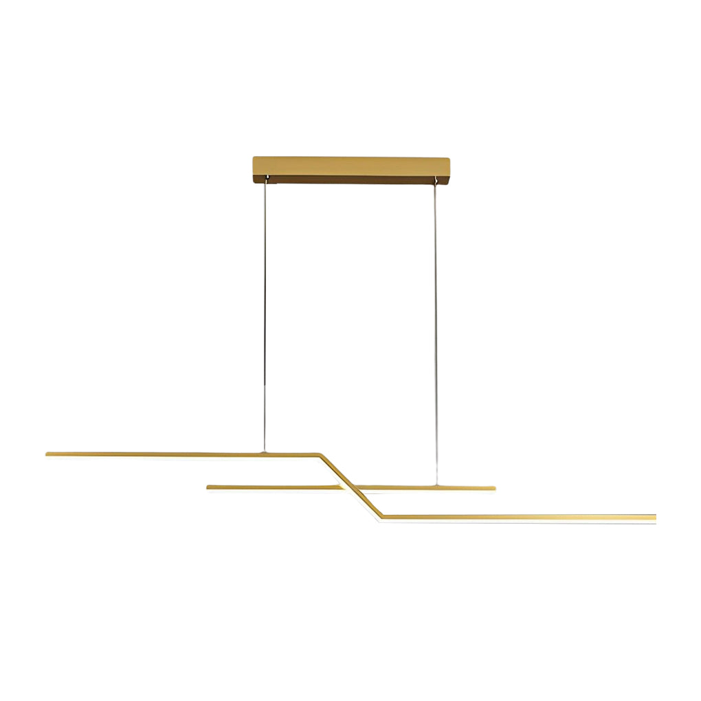 Unique pendant lighting product image in gold finish, displaying the full linear silhouette with balanced modern proportions.