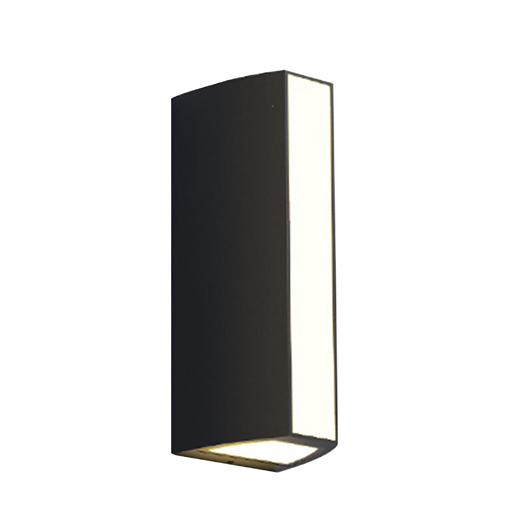 Studio shot of an up down cylinder sconce showing clean edges and integrated LED lighting for indoor or outdoor use.