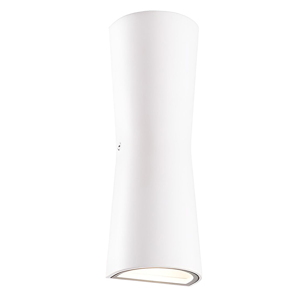 Internal structure of an up and down exterior wall light showing mounting and wiring components.