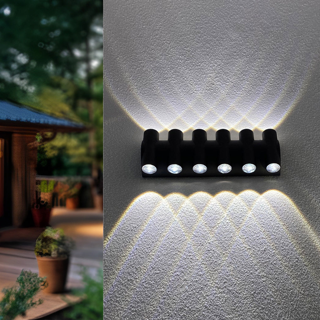 Up and down light wall sconce with side view showing depth and light diffusion.
