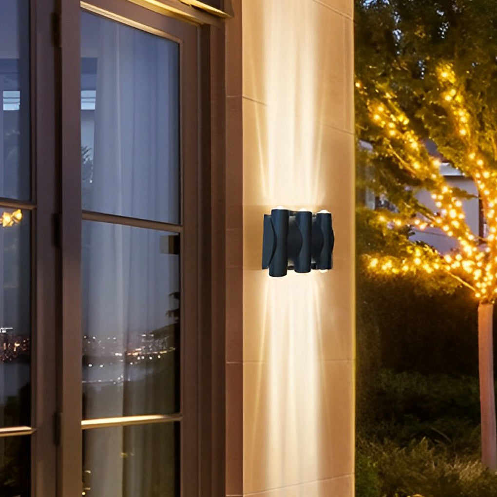 Up and down light wall sconce with top view highlighting the LED light source.