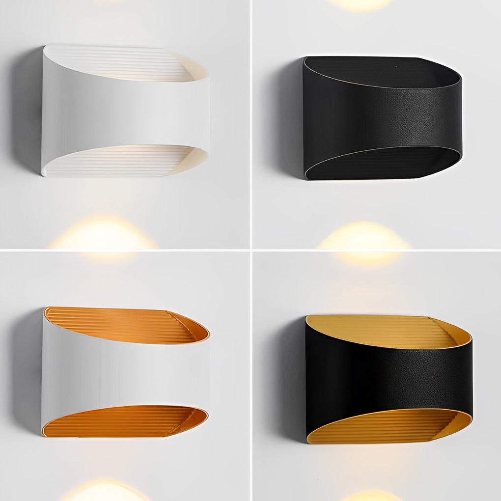 Close-up of up and down wall sconce lighting, highlighting its sleek and angular design.