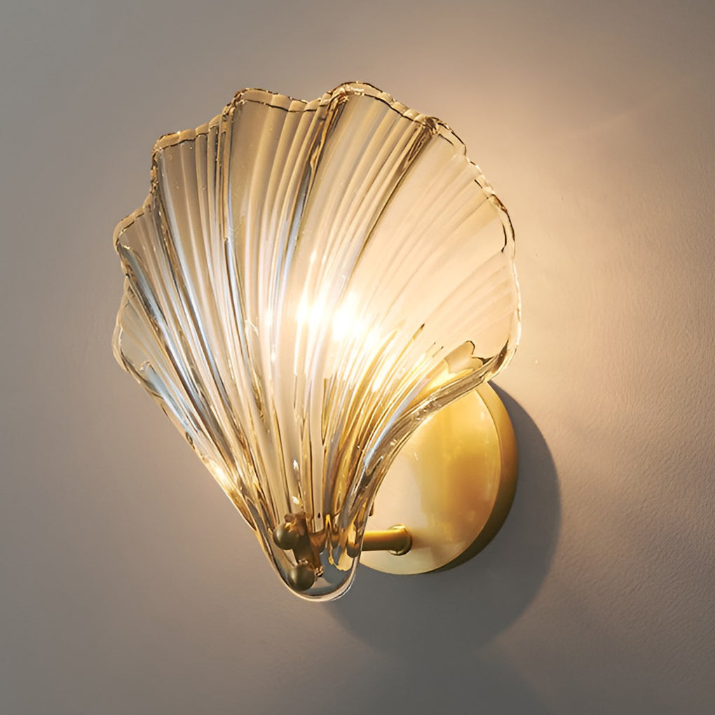 Decorate walls with seashell-shaped glass wall lamp elegant LED home lighting, offering modern elegance and bright LED illumination.