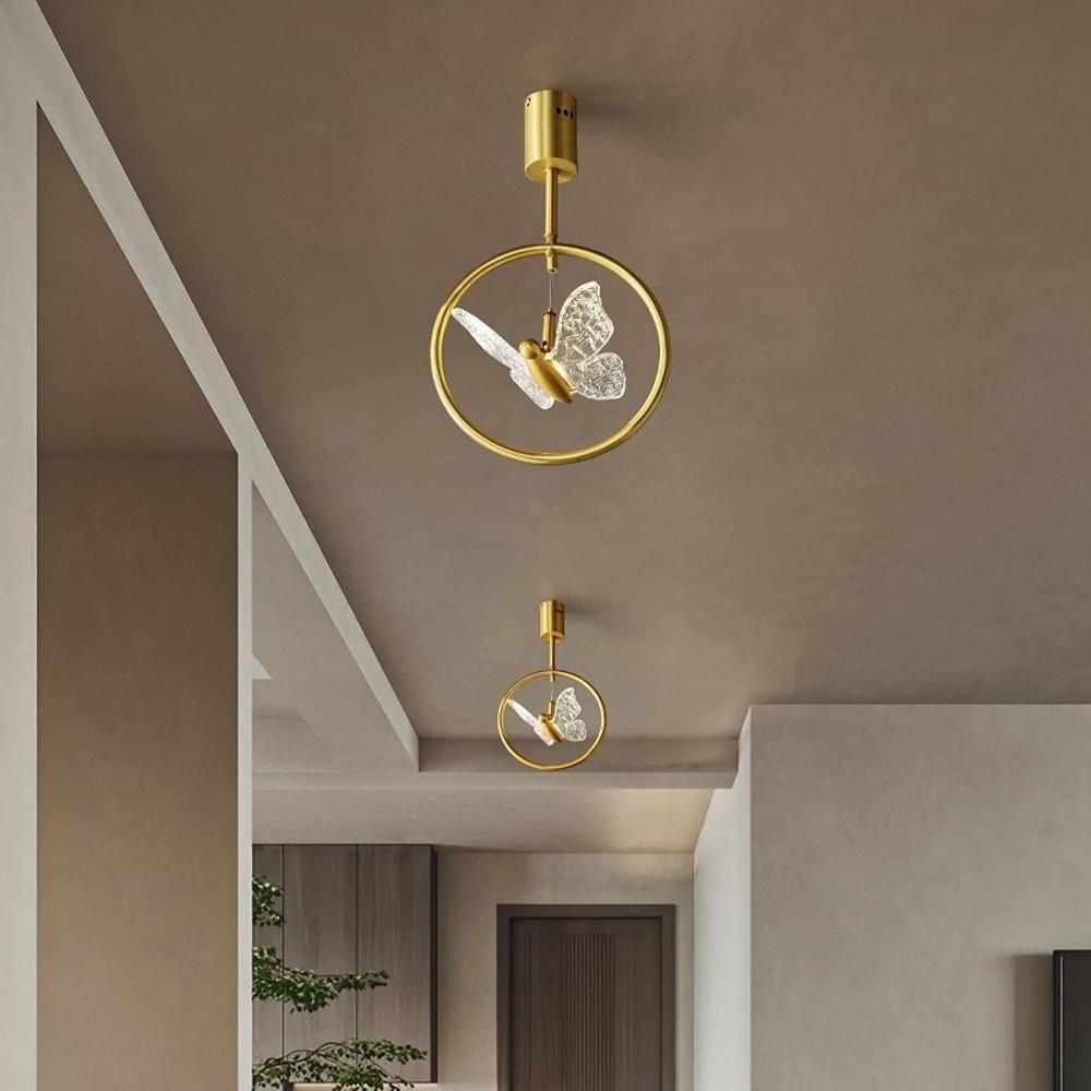 10'' LED 1-Light Circle Design Semi-Flushmount Lights Nordic Style LED Copper Acrylic Metal-dazuma