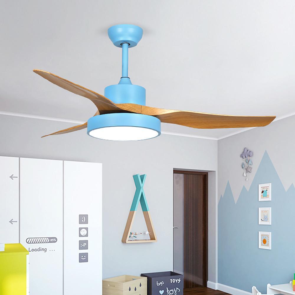 50'' LED 1-Light Tri-color Mini Style Ceiling Fan Nordic Style Modern Metal Plastic Acrylic Mini Circle Ceiling Fan Lights