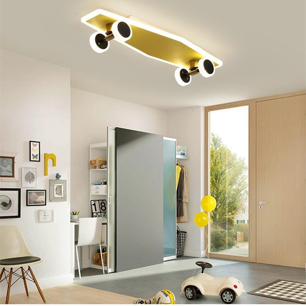 Cartoon Skateboard - shaped Dimmable LED Gold Modern Ceiling Lights