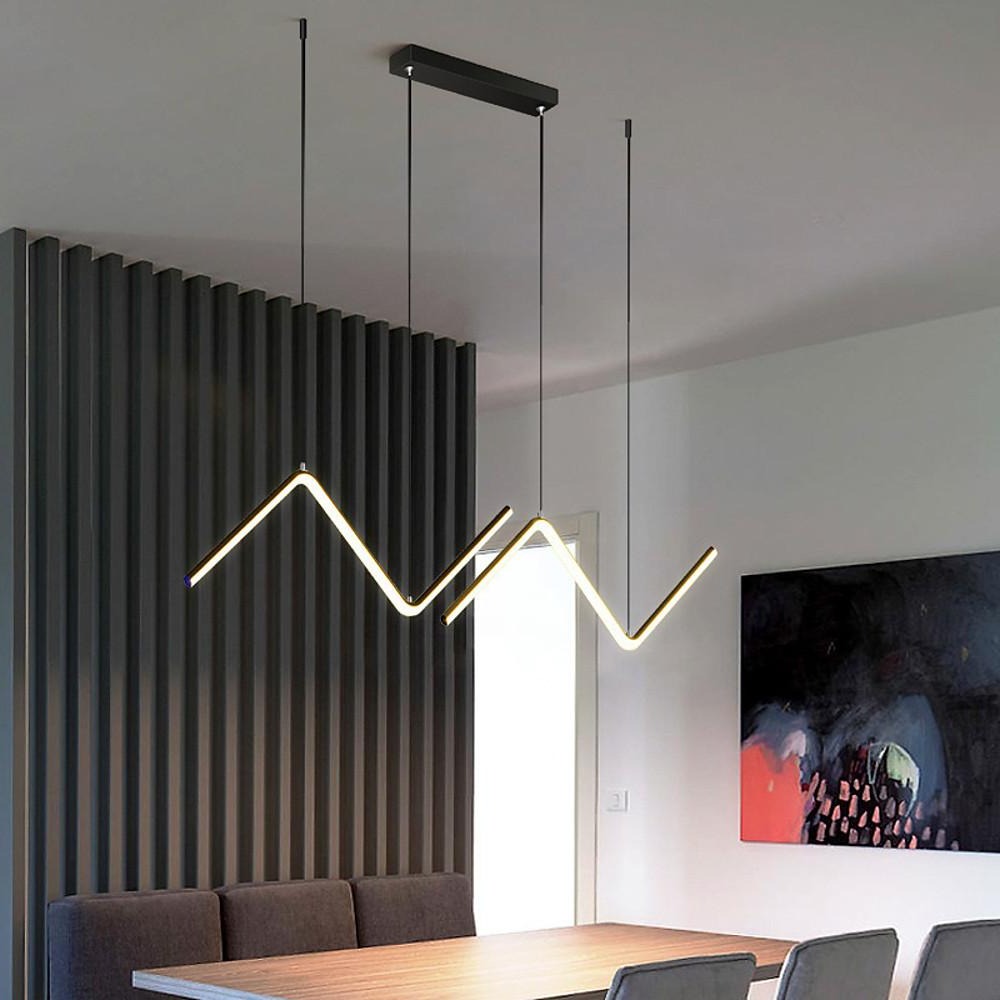 LED 2 - Light Line Design Dimmable Pendant Light Modern Wave Shaped Kitchen Lighting Dining Room Lighting Nordic Minimalist Island Lights