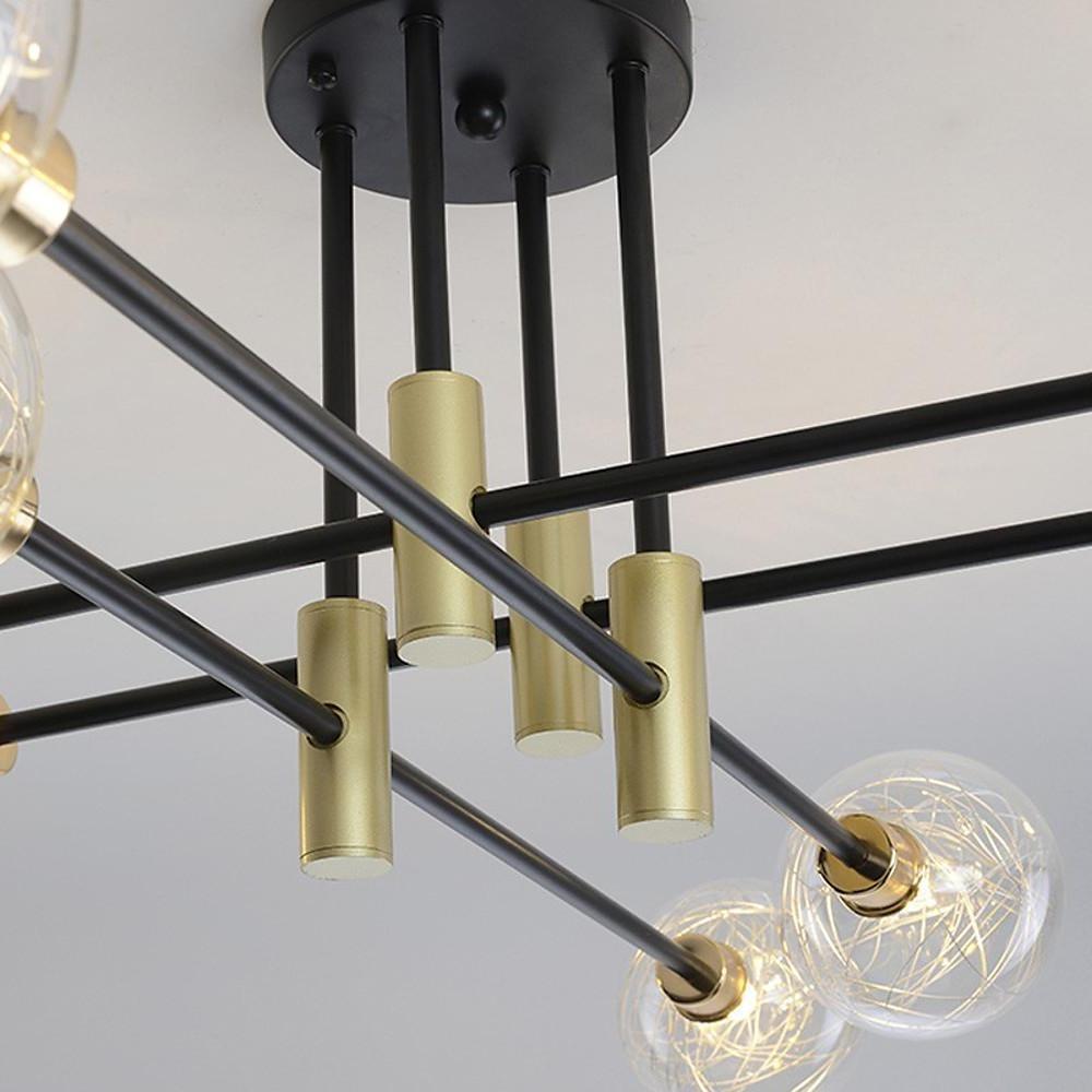 8 - light Electroplated Metal Glass LED Modern Flush Mount Lighting