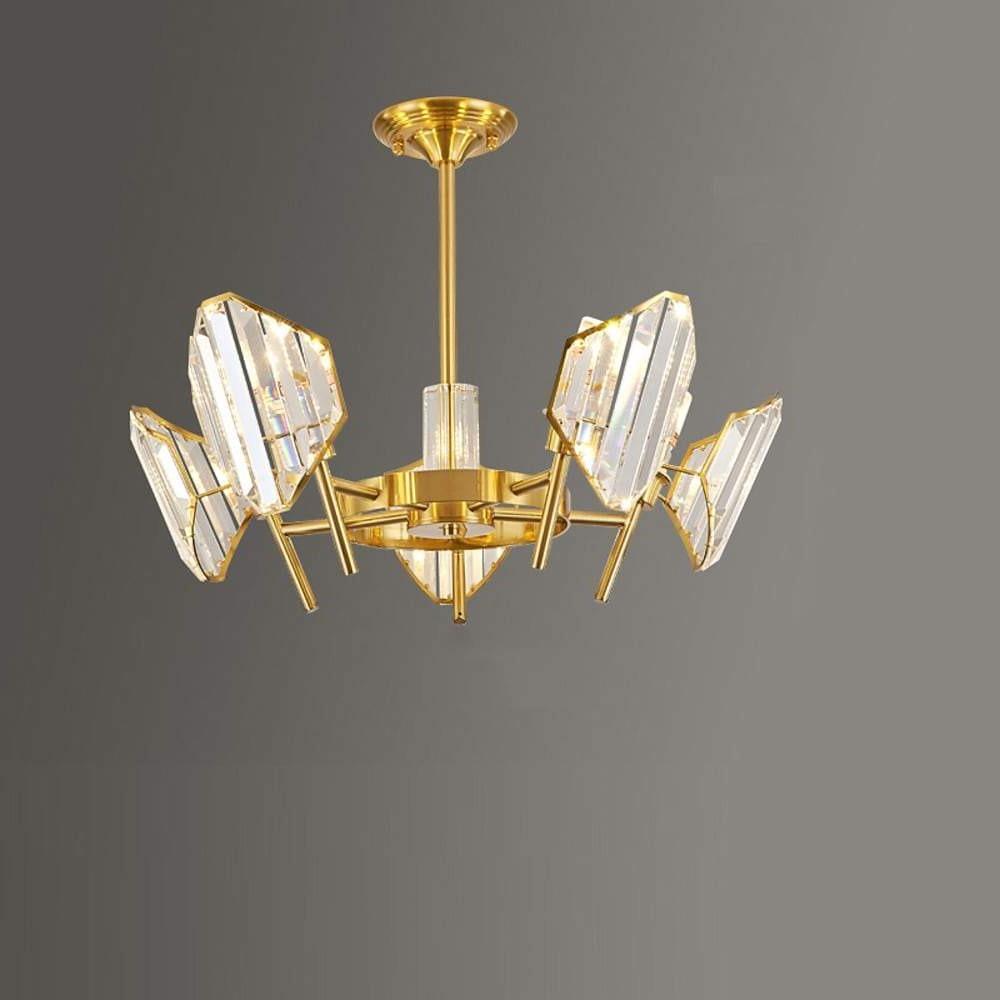 Brass Ring Frame Crystal Chandelier - Gold Metal, Crystal Accents Pendant Lights