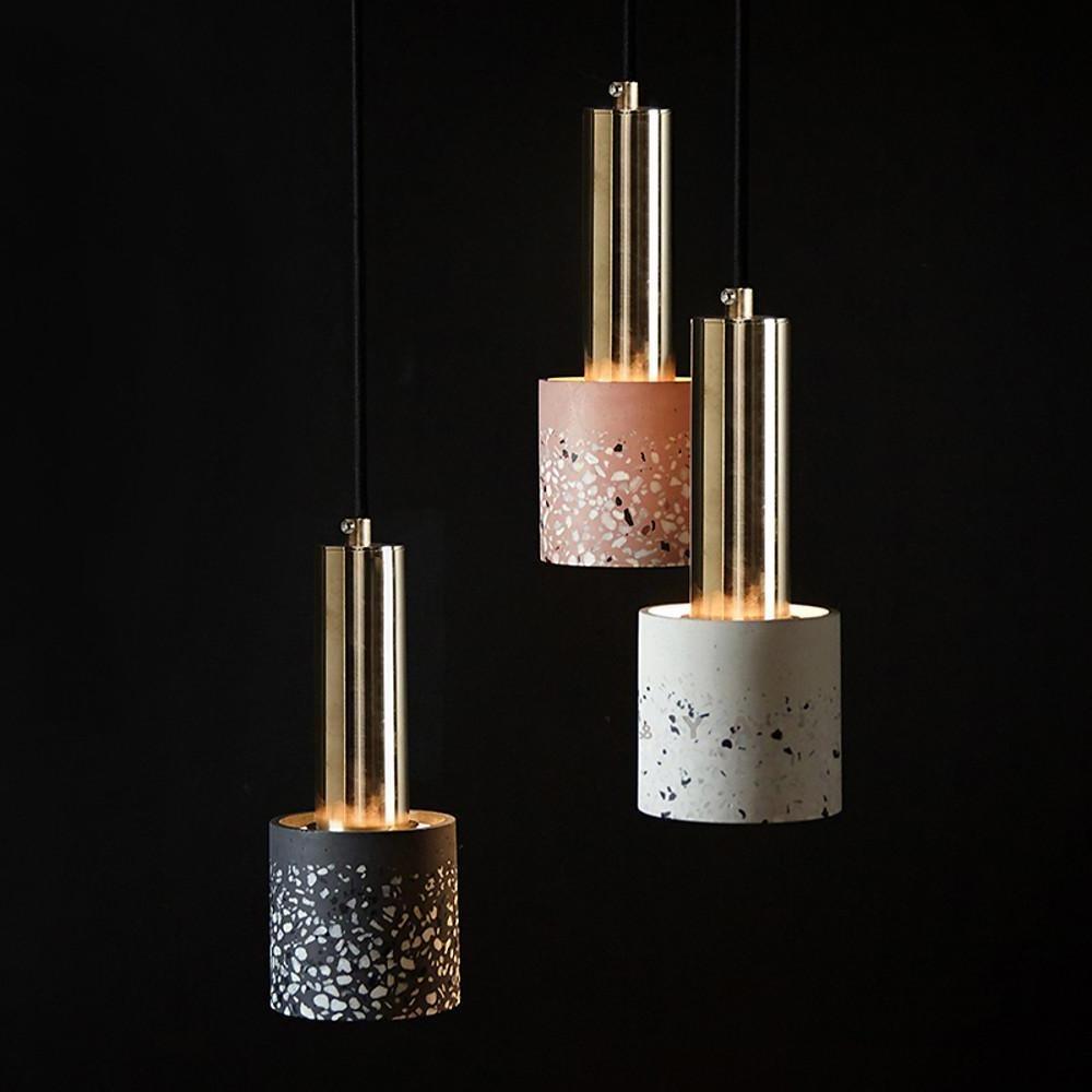 4'' Incandescent LED 1-Light Single Design Pendant Light Nordic Style Modern Metal Cement Island Lights-dazuma