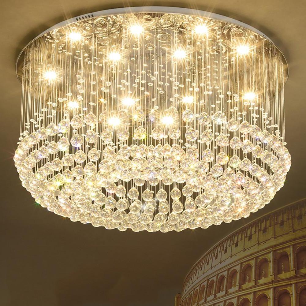 Glass - cicles Crystal LED Chandelier Drum Flush Mount Chandelier