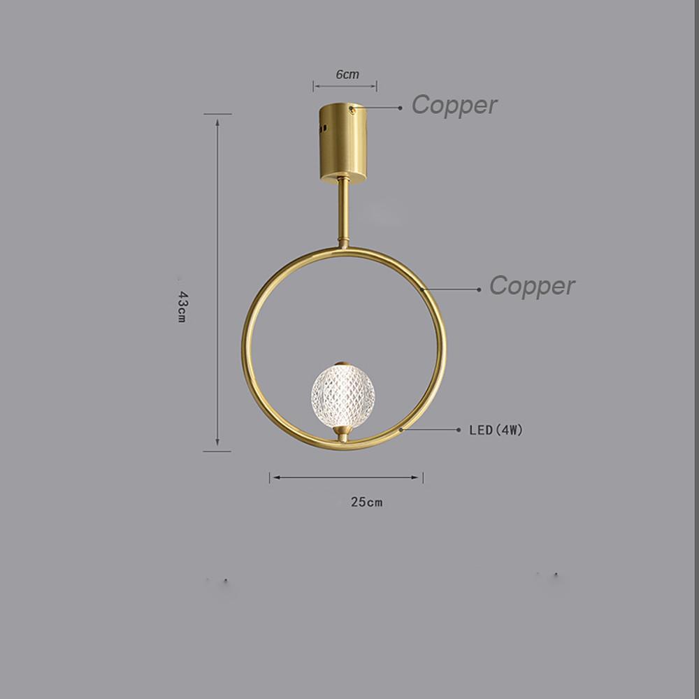 10'' LED 1-Light Circle Design Semi-Flushmount Lights Nordic Style LED Copper Acrylic Stylish Metal