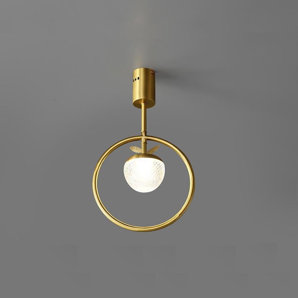 10'' LED 1-Light Circle Design Semi-Flushmount Lights Nordic Style LED Copper Acrylic Geometrical Metal Flush Mounts Semi Flush Mounts