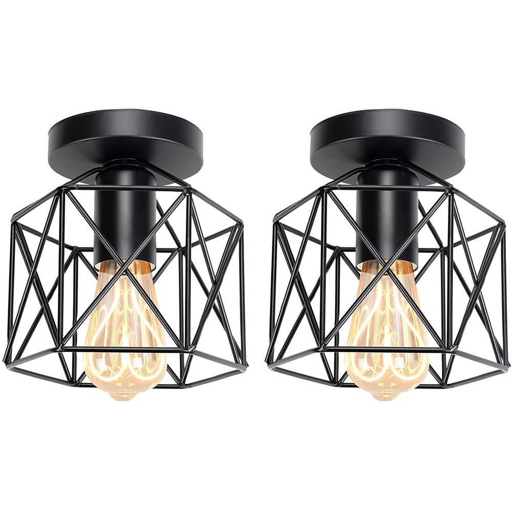 6'' LED Incandescent 1-Light Island Design Flush Mount Lights Island Country Metal Geometrical Ceiling Lights-dazuma