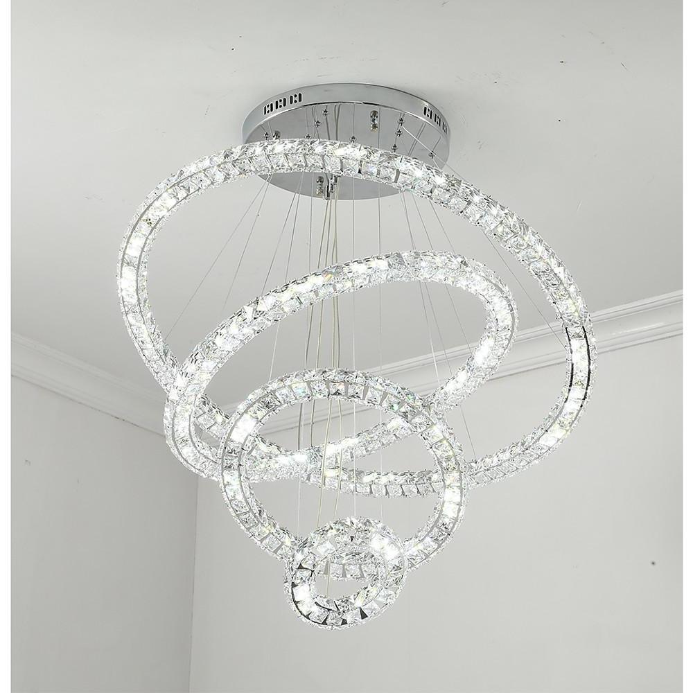 3/4 - Light LED Tiered Chandelier LED Crystal Ring Hanging Pendant Light