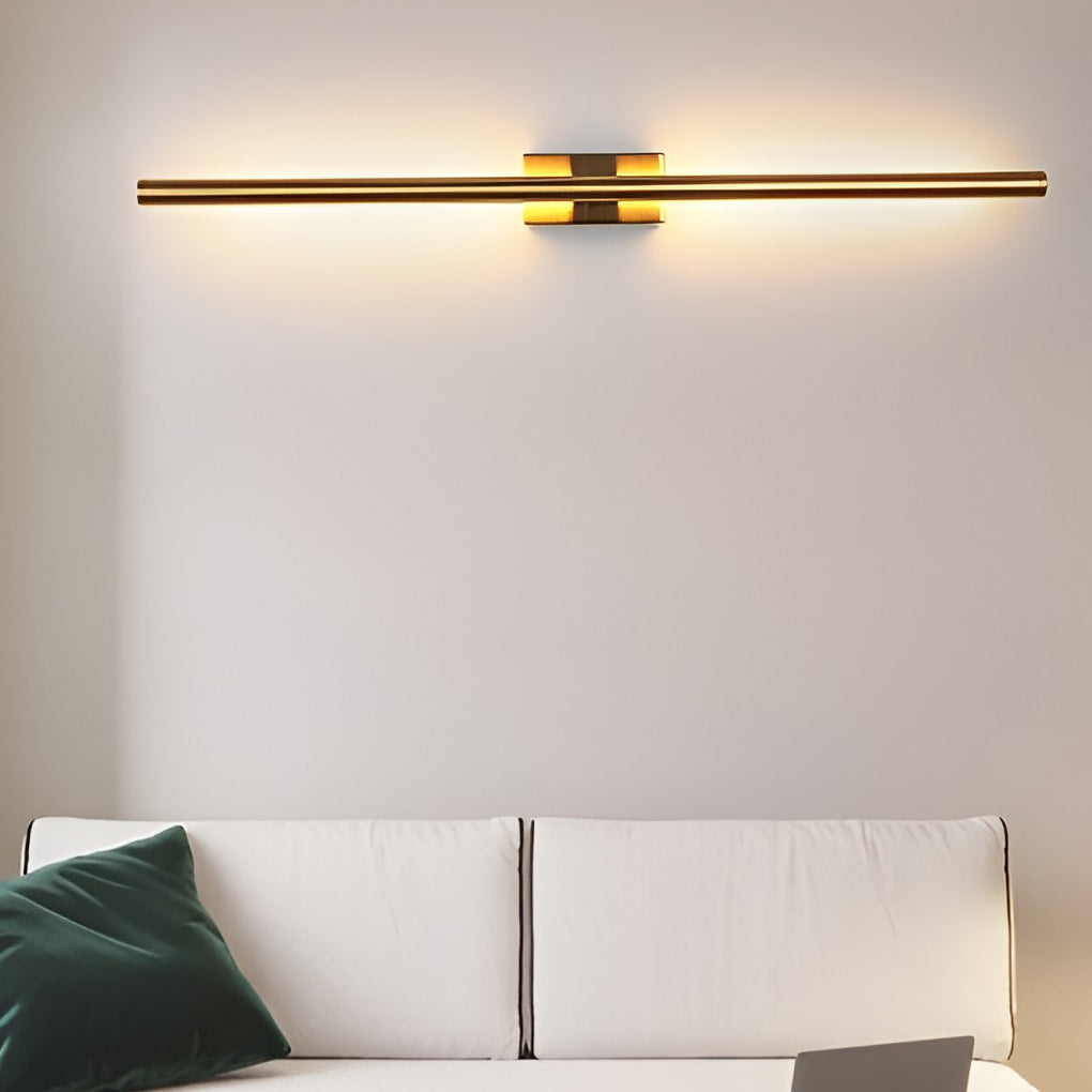 Vertical wall lights with side view showing depth and light diffusion.