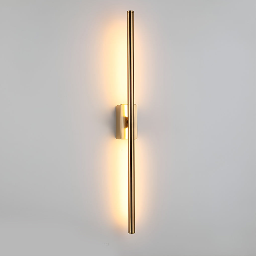 Vertical wall lights with top view highlighting unique linear design.
