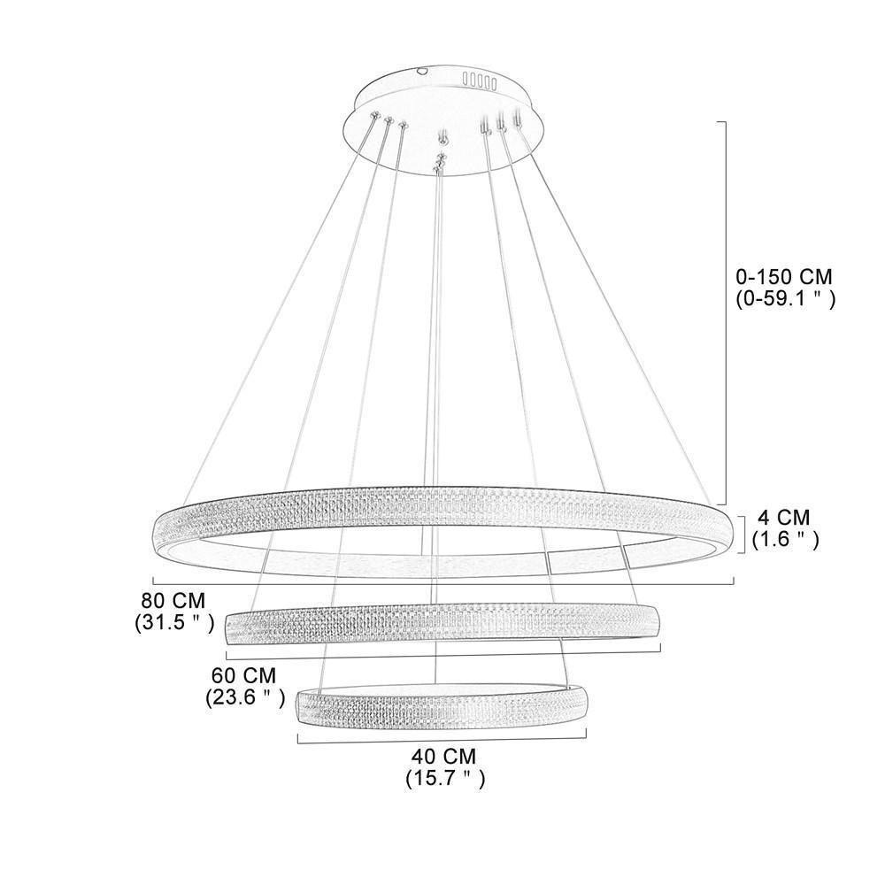 31'' LED 3-Light LED Cool New Design Chandelier Modern Artistic Aluminum Acrylic Geometrical Circle Circle Design