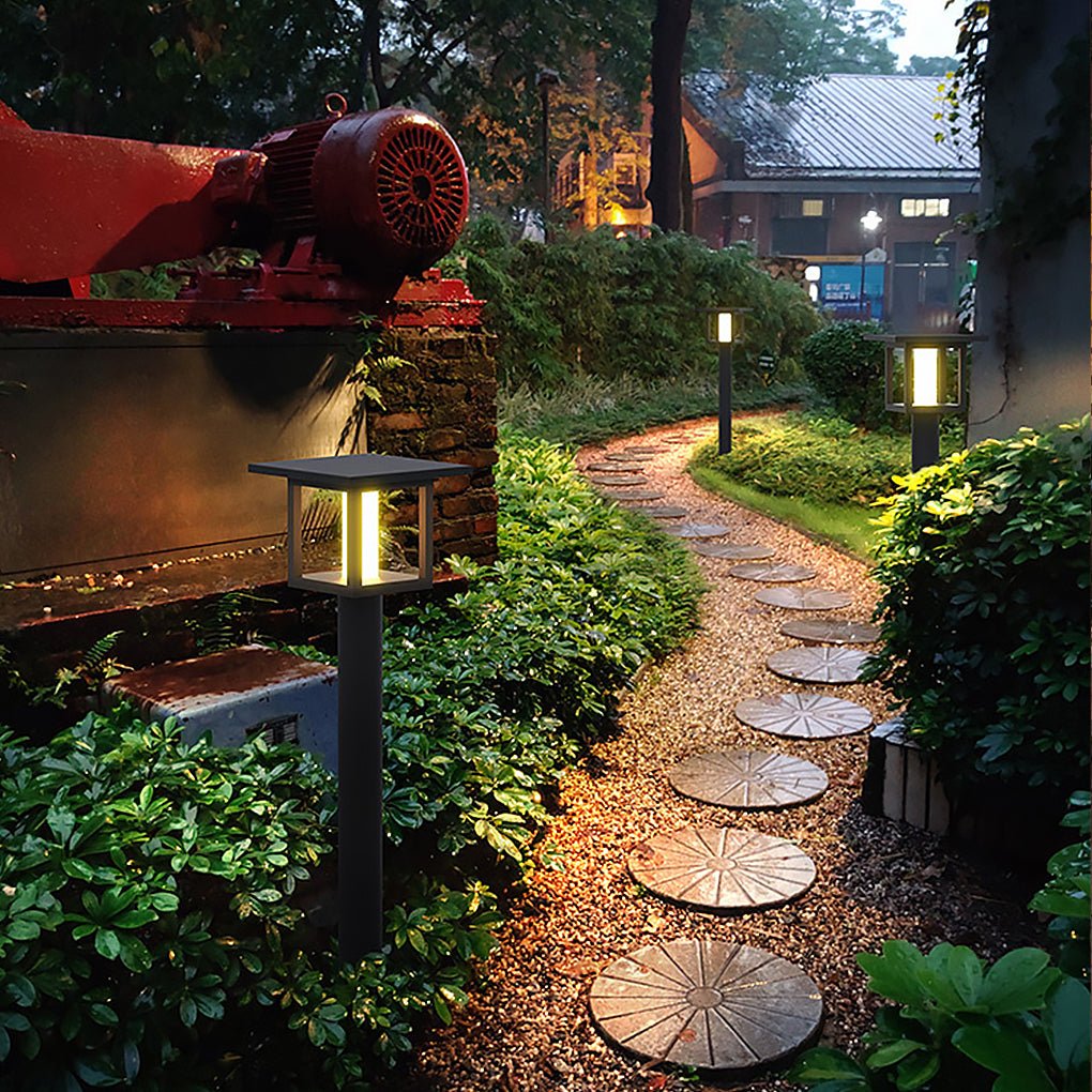 Wide Top LED Post Lights with Rain Shield & Hollow Interior Dual Power Options