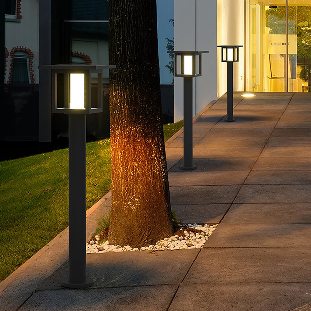 Wide Top LED Post Lights with Rain Shield & Hollow Interior Dual Power ...