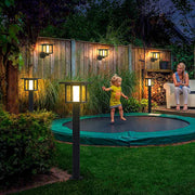 Wide Top LED Post Lights with Rain Shield & Hollow Interior Dual Power Options