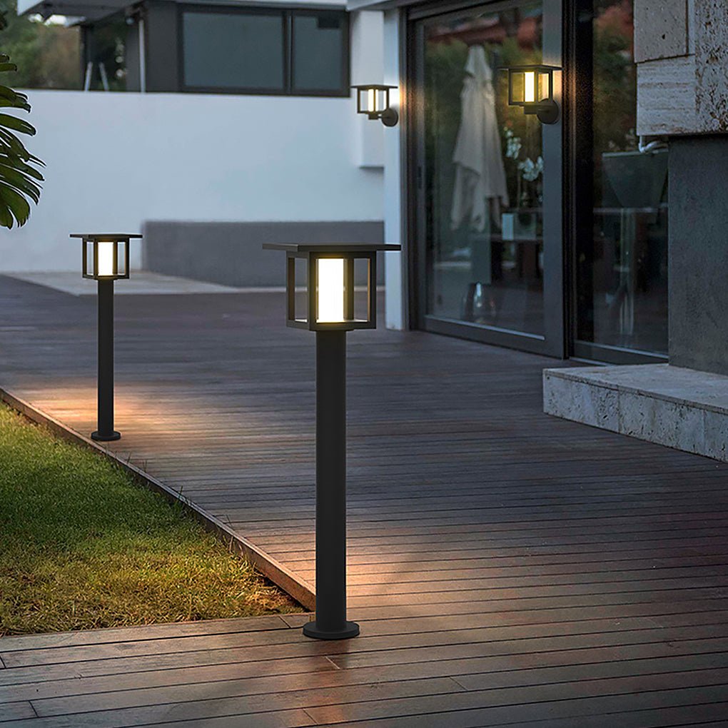 Wide Top LED Post Lights with Rain Shield & Hollow Interior Dual Power Options