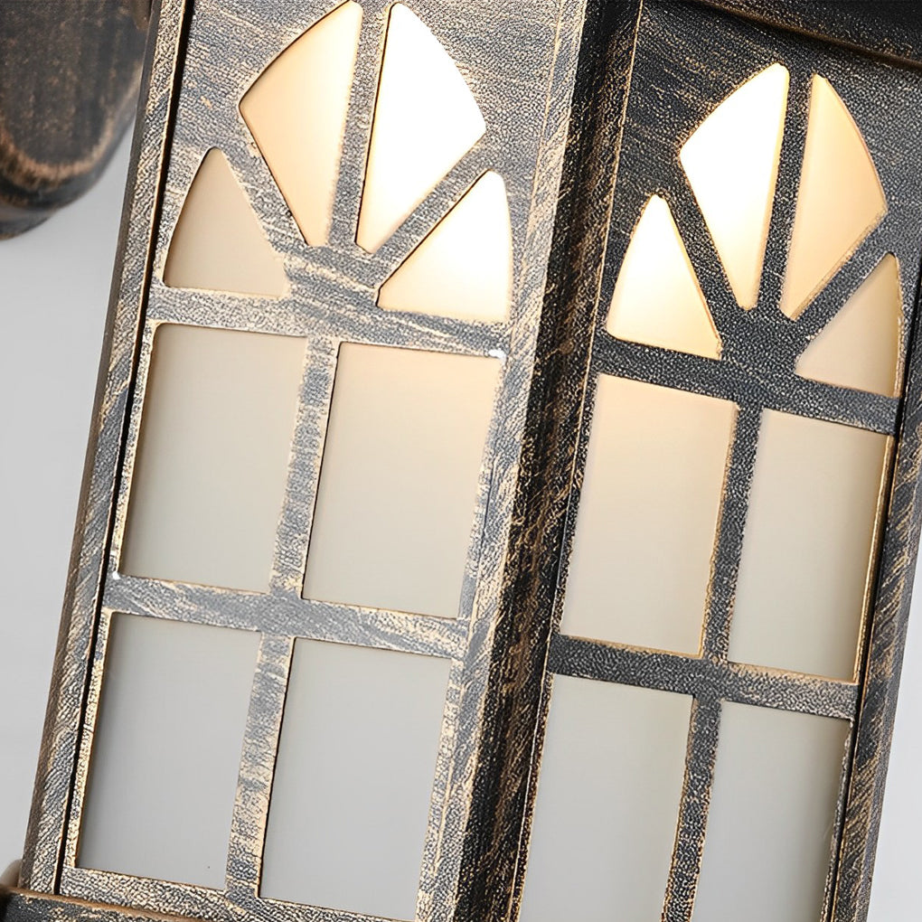 Vintage-inspired classic porch light with bronze finish and frosted glass, adding charm to outdoor spaces.