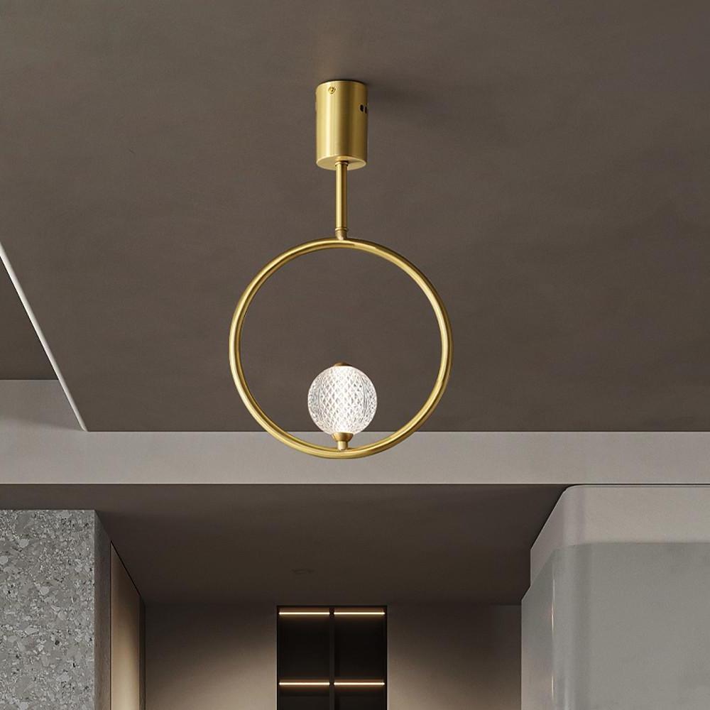 10'' LED 1-Light Circle Design Semi-Flushmount Lights Nordic Style LED Copper Acrylic Stylish Metal-dazuma