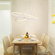 Modern LED Chandelier Minimalist 2 - Ring Geometric Lights with Adjustable Height