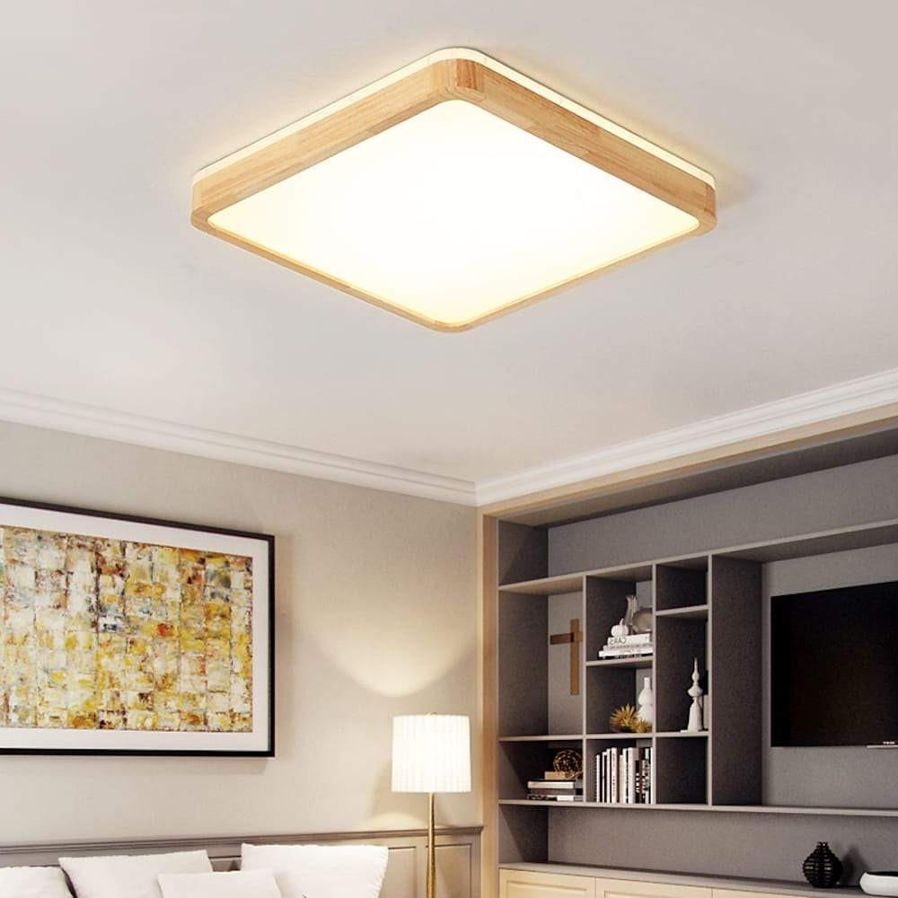 Circular Kitchen Flush Mount Lighting Wood Acrylic LED Living Room Ceiling Lights