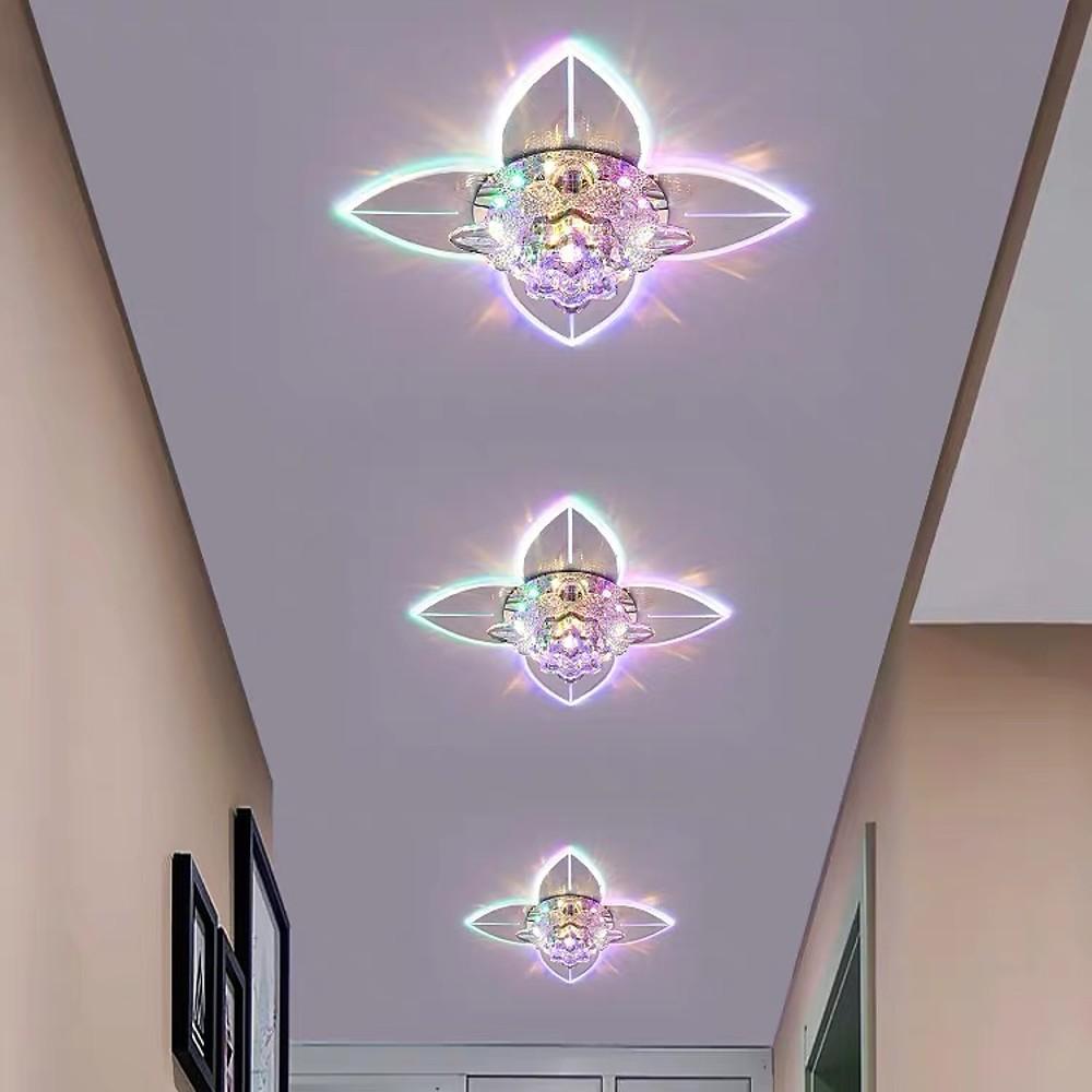 8'' LED 1-Light Lantern Desgin Flush Mount Lights Modern Metal Crystal Flush Mounts Semi Flush Mounts-dazuma