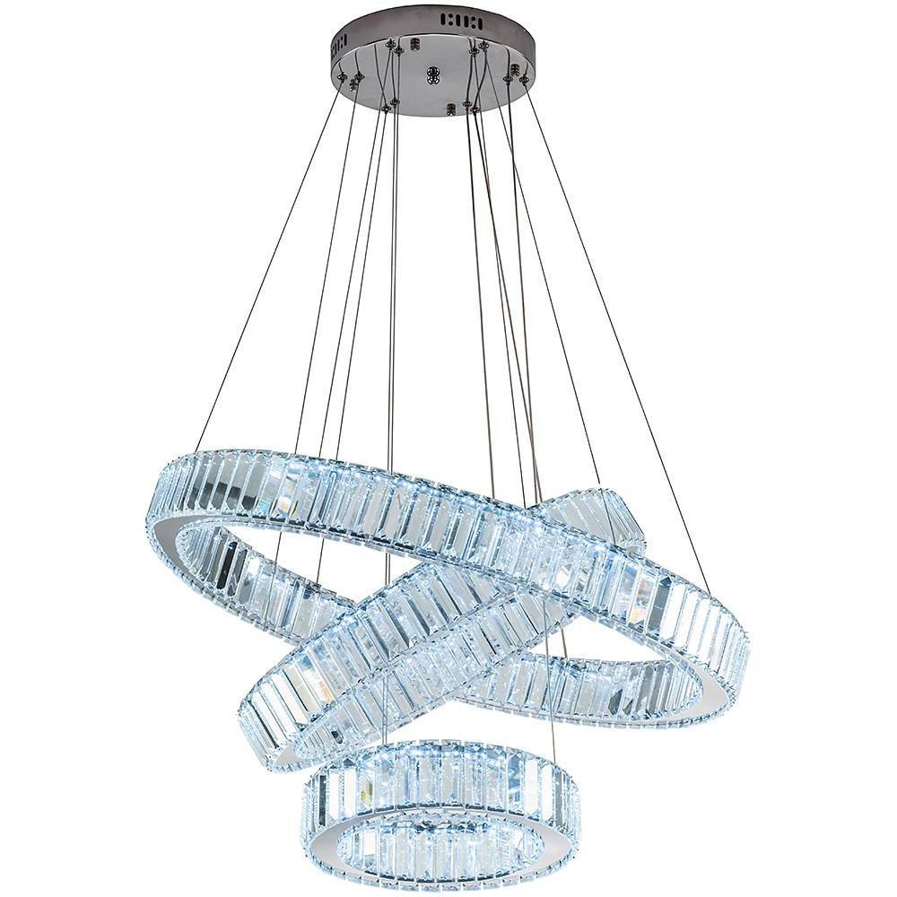 Chrome Crystal 3 - Tier Pendant Light Modern Chandelier