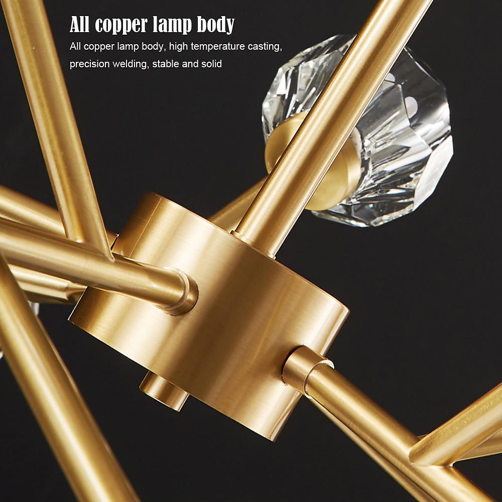 15 - light LED Crystal Copper Modern Sputnik Chandelier Ceiling Lights