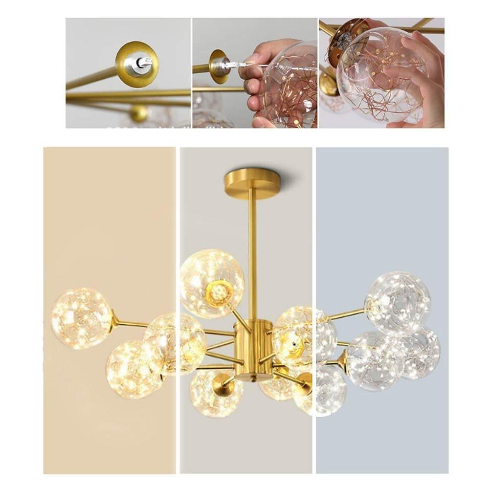 6 - light LED Glass Gold Modern Chandelier Kitchen Pendant Lighting