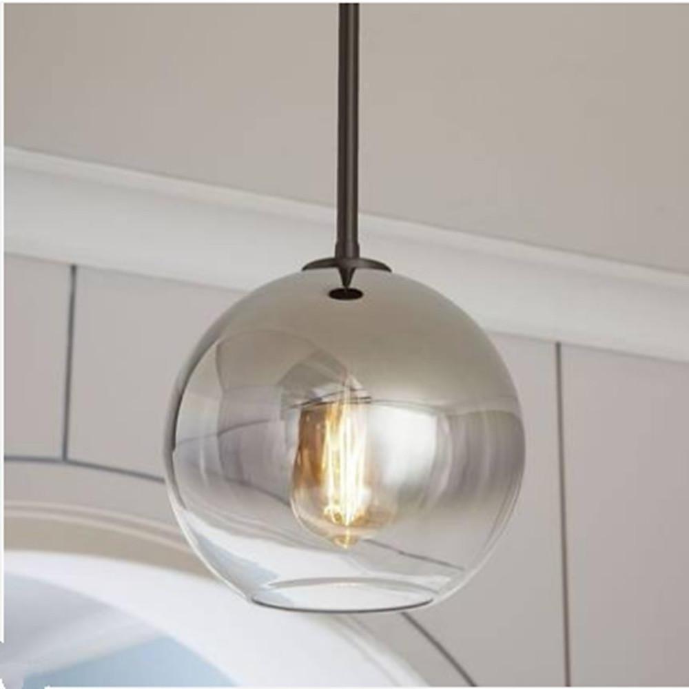 8'' LED Incandescent 1-Light Color Gradient Pendant Light Modern Glass Metal Globe Island Lights-dazuma
