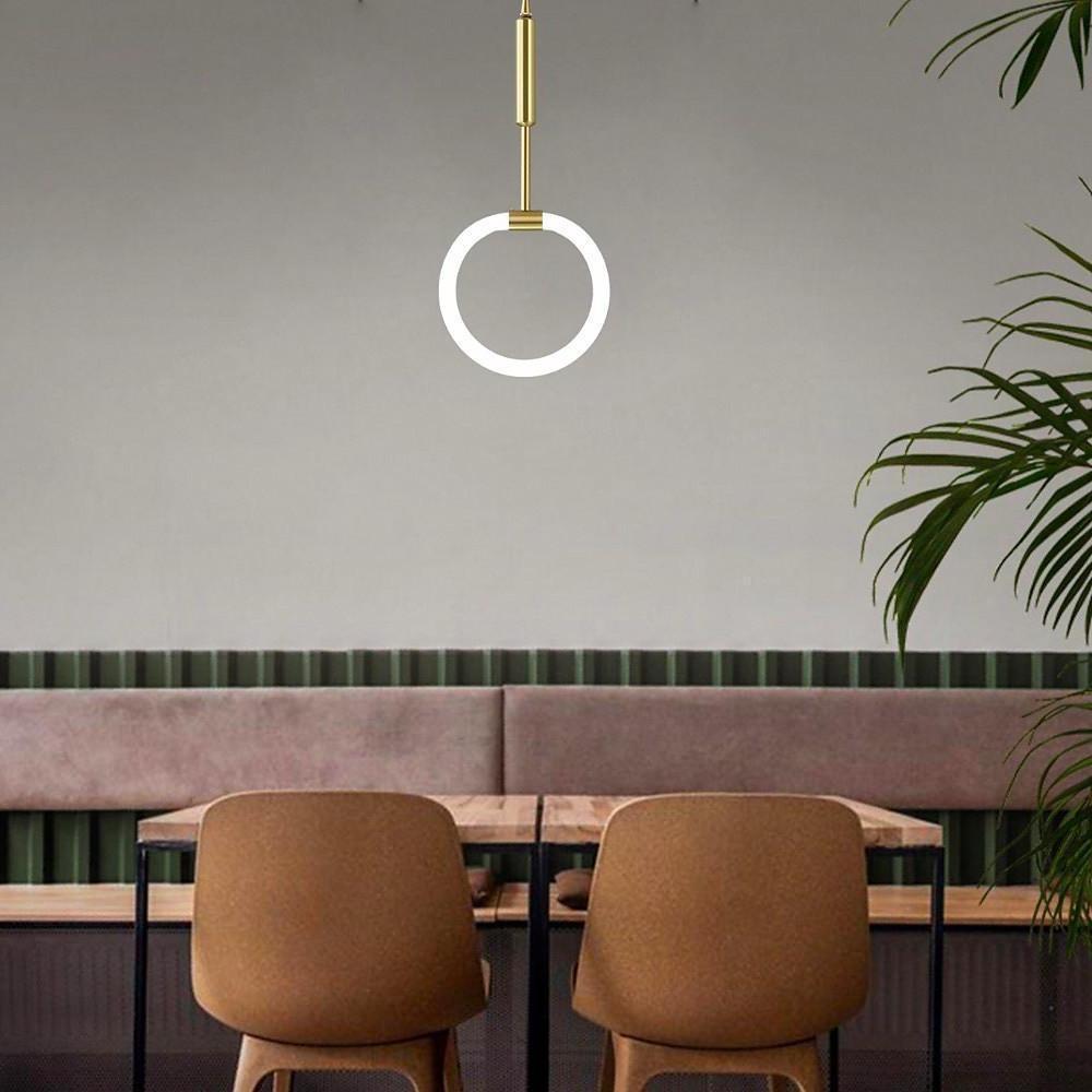 8'' LED 1-Light Circle Design Pendant Light Modern LED Copper Acrylic Geometrical Modern Style Pendant Lights