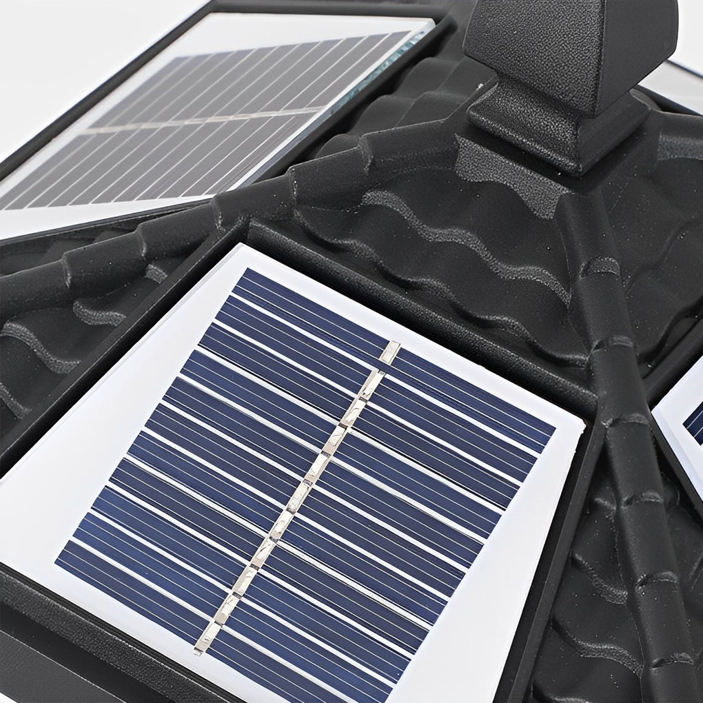 Wall pillar lights outdoor in black, side view of the sleek design.