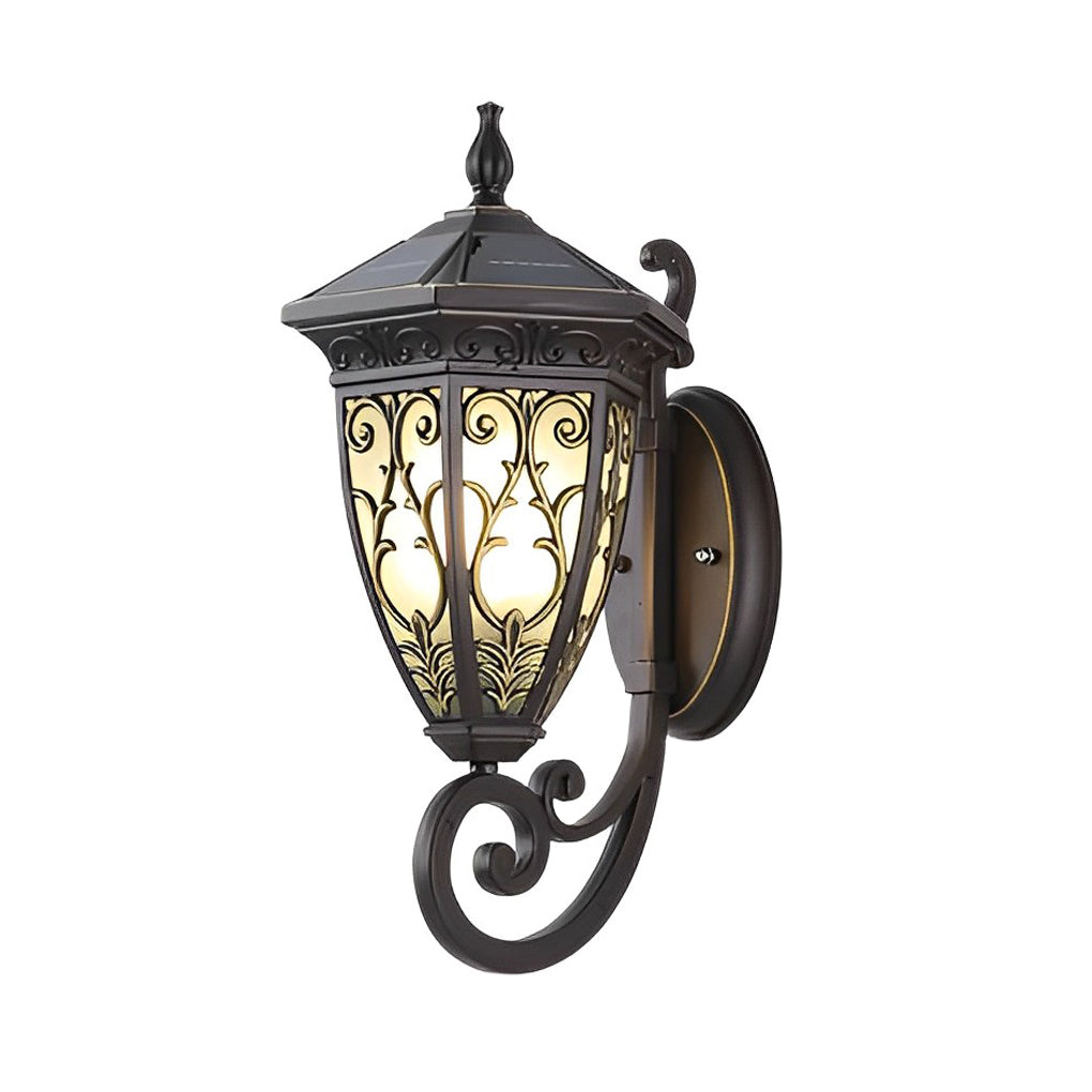 Technical diagram showing dimensions and structure of a wall sconce lantern model.