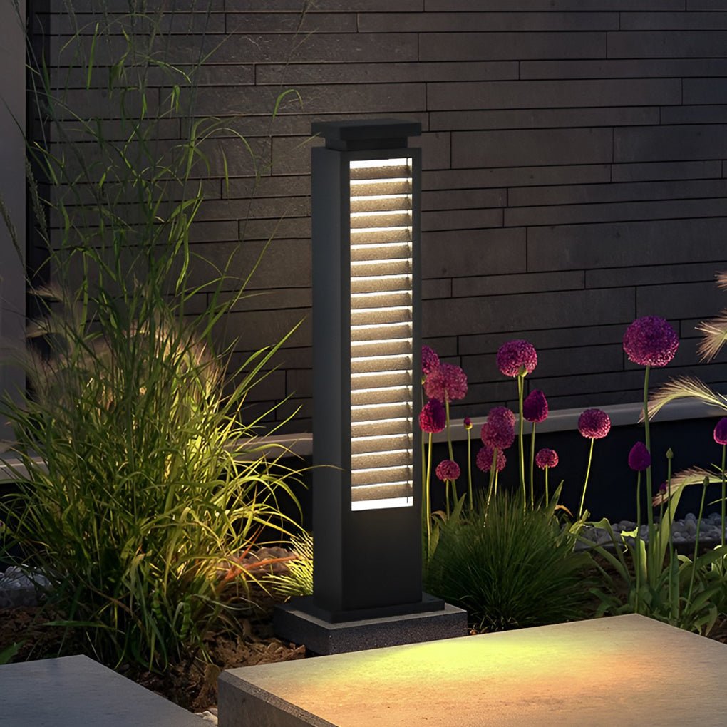Sleek Stainless Steel LED Louvered Pathway Bollard Lights Modern Waterproof Design