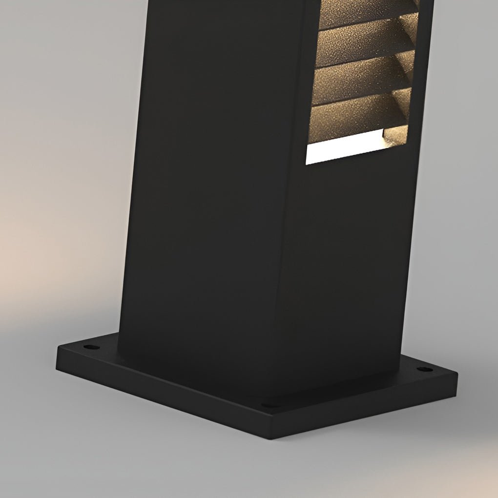 Sleek Stainless Steel LED Louvered Pathway Bollard Lights Modern Waterproof Design