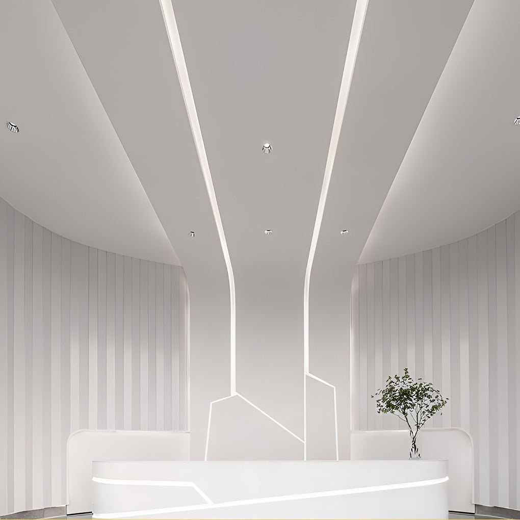 Waterproof LED strip lights integrated into modern ceiling linear lighting