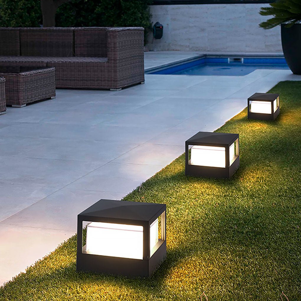 Waterproof Outdoor Landscape Decorative Lighting Double Layer Lampshade LED Post Light - Dazuma