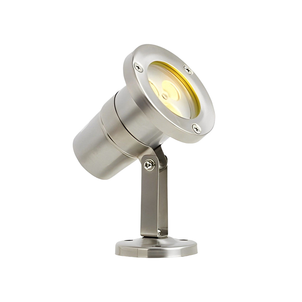 Waterproof outdoor spotlights with a sleek design, highlighting the durable metal construction and bright LEDs.
