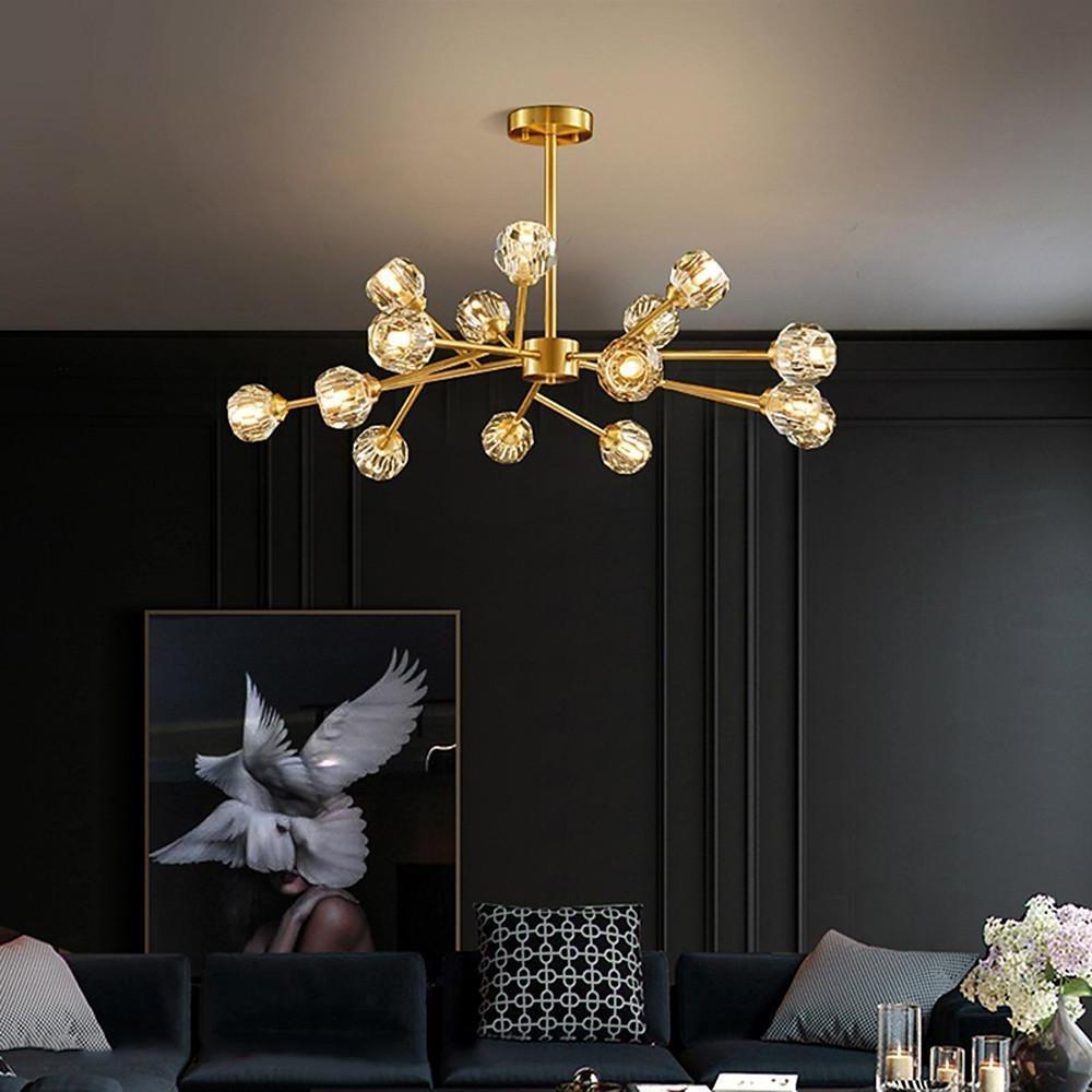 15 - light LED Crystal Copper Modern Sputnik Chandelier Ceiling Lights